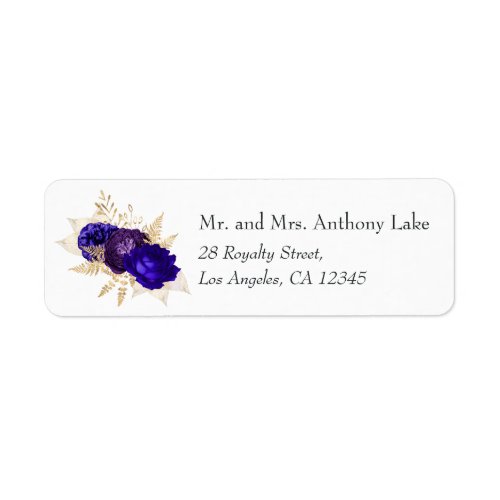 Royal Blue Purple and Gold Floral Wedding Label