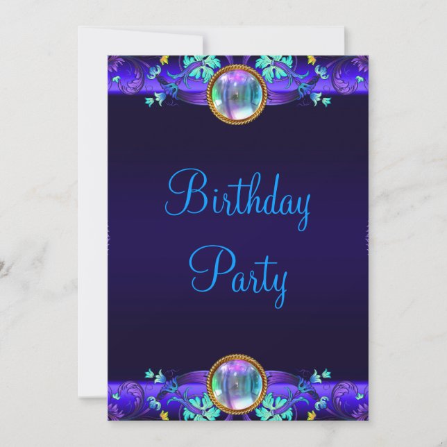 Royal Blue Purple Birthday Party Invitation (Front)