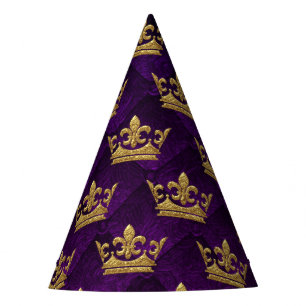 Royal Blue & Purple Crown Prince Birthday Party Party Hat