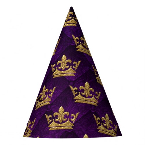 Royal Blue  Purple Crown Prince Birthday Party Party Hat