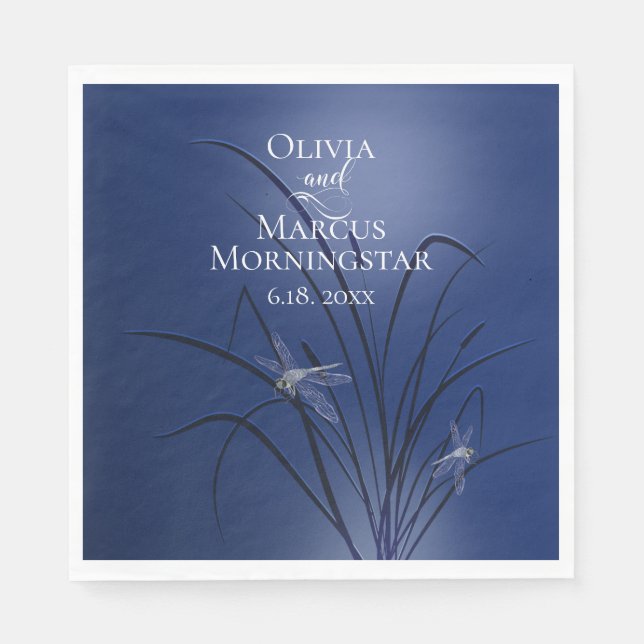 Royal Blue Purple Dragonfly Napkins (Front)