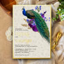 Royal Blue Purple Floral Indian Peacock Wedding Foil Invitation