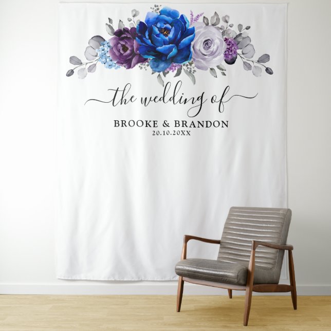 Royal Blue Purple Lilac Blooms Wedding Backdrop   (In Situ)