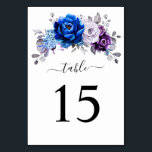 Royal Blue Purple Navy Lilac Blooms Wedding Table Number<br><div class="desc">Elegant royal blue Purple lilac lavender floral theme wedding table number featuring elegant bouquet of dusty blue,  Navy,  purple,  lilac color rose flowers buds and sage green eucalyptus leaves. Please contact me for any help in customization or if you need any other product with this design.</div>
