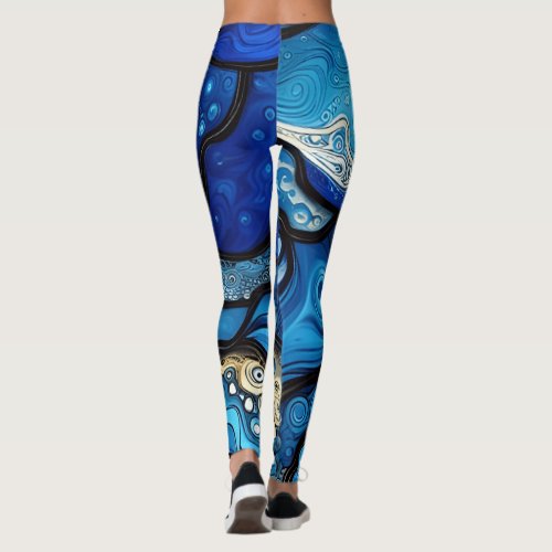 Royal Blue Purple  White Leggings