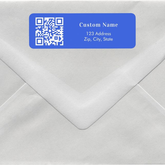Royal blue QR code business return address Label (Creator Uploaded)