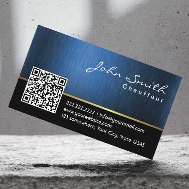 Royal Blue QR code Chauffeur Business Card (Creator Uploaded)