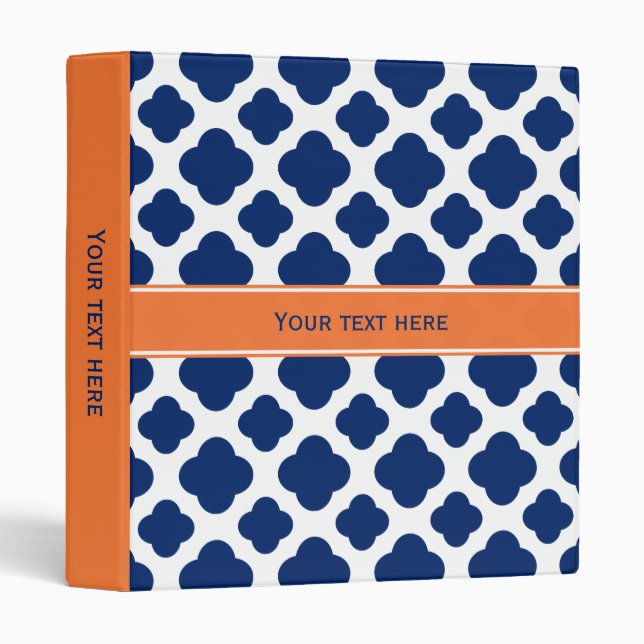 Royal Blue Quatrefoil Pattern with Orange Binder (Front/Spine)