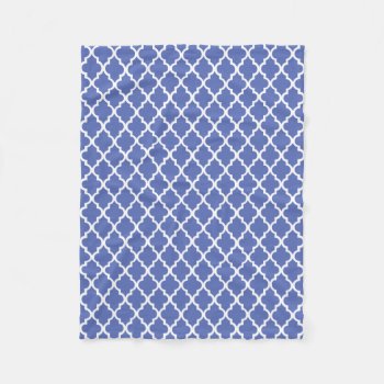 Royal Blue Quatrefoil Tiles Pattern Fleece Blanket by heartlockedhome at Zazzle