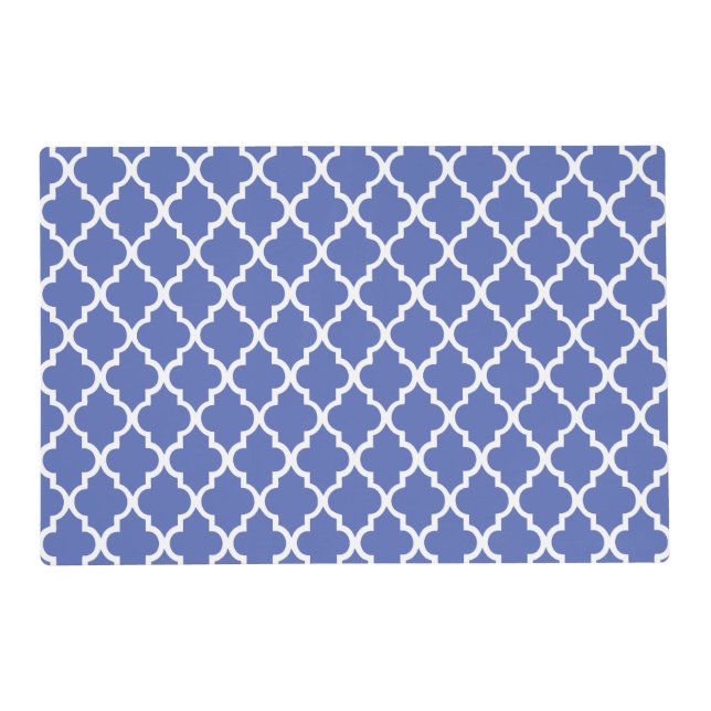 Royal Blue Quatrefoil Tiles Pattern Placemat (Front)