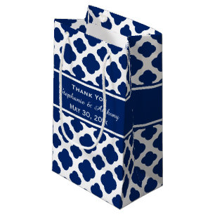 Royal Blue Quatrefoil Wedding Thank You Small Gift Bag