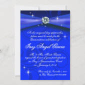 Royal Blue Quinceanera 15 Princess Tiara  Photo Invitation (Back)