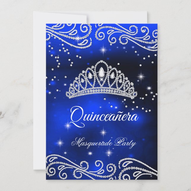 Royal Blue Quinceanera 15th Birthday Invitation (Front)