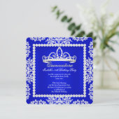 Royal Blue Quinceanera 15th Birthday Party Tiara Invitation (Standing Front)