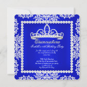 Royal Blue Quinceanera 15th Birthday Party Tiara Invitation (Front)