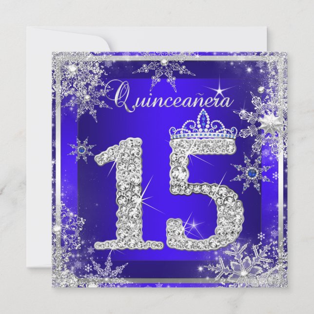 Royal Blue Quinceanera 15th Elite Elegant Birthday Invitation (Front)