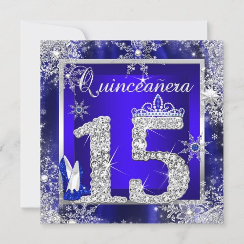 Royal Blue Quinceanera 15th Elite Elegant Birthday Invitation