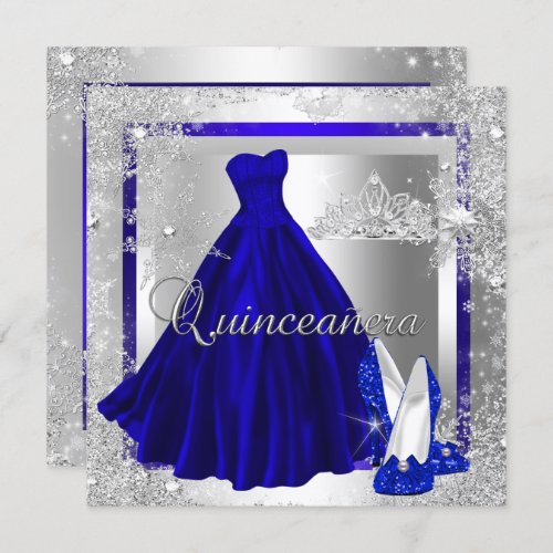 Royal Blue Quinceanera 15th Elite Elegant Birthday Invitation