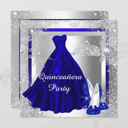 Royal Blue Quinceanera 15th Elite Elegant party Invitation