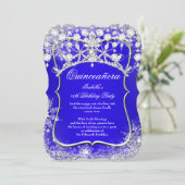 Royal Blue Quinceanera 15th Winter Wonderland Invitation (Standing Front)