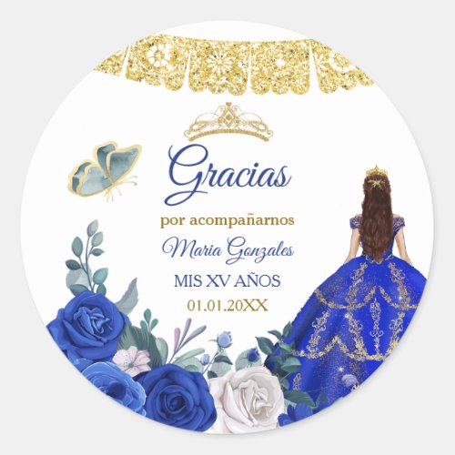 Royal Blue Quinceaera Favor Thank You Gift Tag