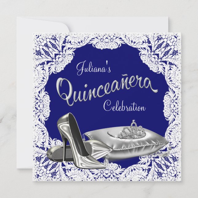 Royal Blue Quinceanera Invitation (Front)