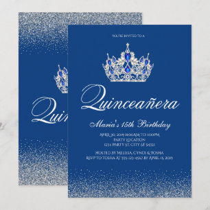 Royal Blue Quinceanera Invitations