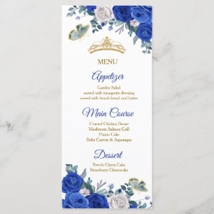 Royal Blue Quinceañera Menu Card