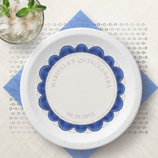 Royal Blue Quinceanera Paper Plates (Creator Uploaded)