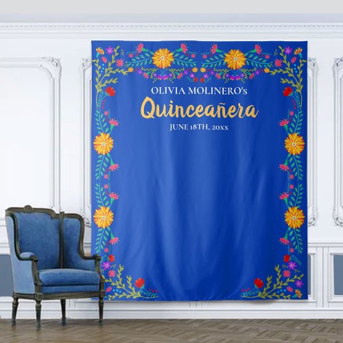 Royal Blue Quinceanera Photo Booth Backdrop