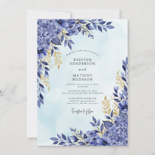 Royal Blue Radiant Hydrangea Wedding Invitation