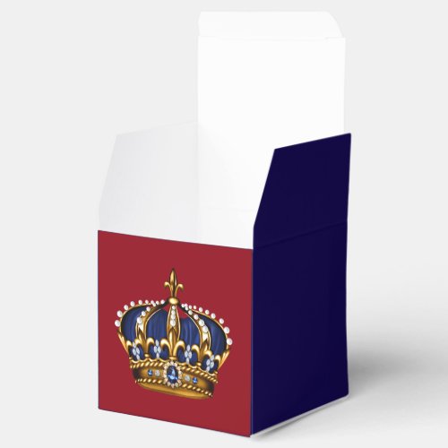 Royal Blue Red and Gold Prince Crown Favor Boxes