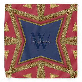Royal Blue & Red Gold Glitter Monogram Bandana