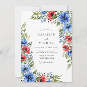 Royal Blue Red Radiant Summer Wedding Invitation
