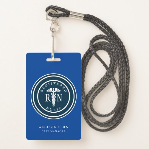 Royal Blue Registered Nurse RN Personalized ID Badge