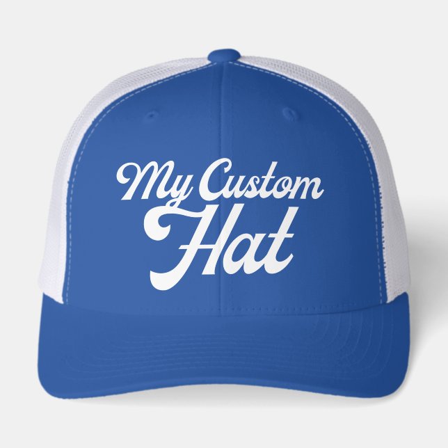 ROYAL BLUE Retro 6 Panel Custom Trucker Hat Blank (Front)