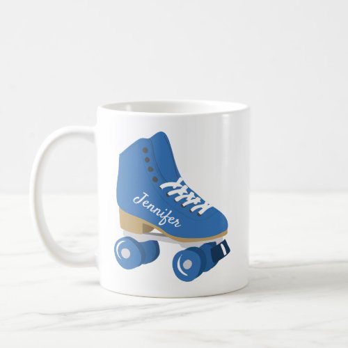 Royal Blue Retro Quad Roller Skate Personalized Coffee Mug