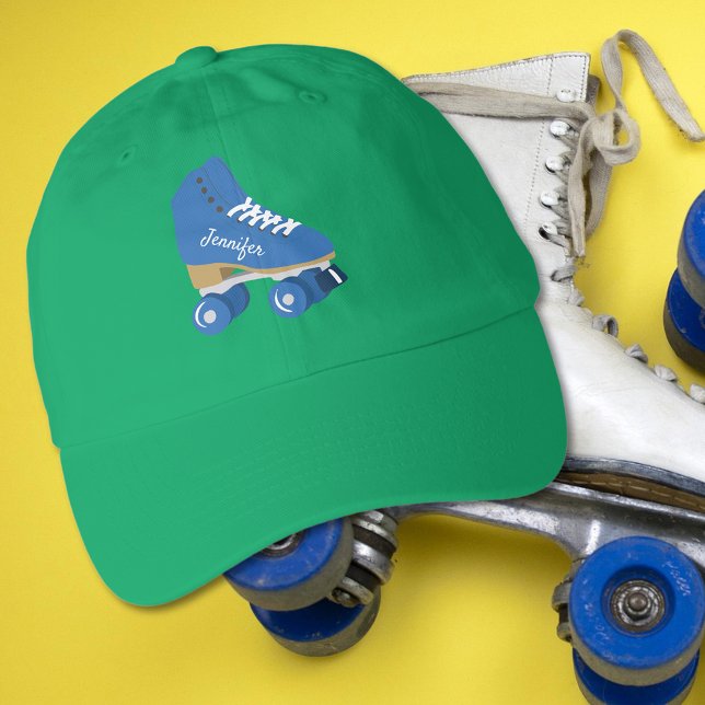Royal Blue Retro Quad Roller Skate Personalized Hat (Creator Uploaded)