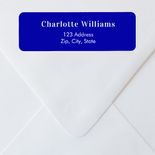 Royal blue return address label