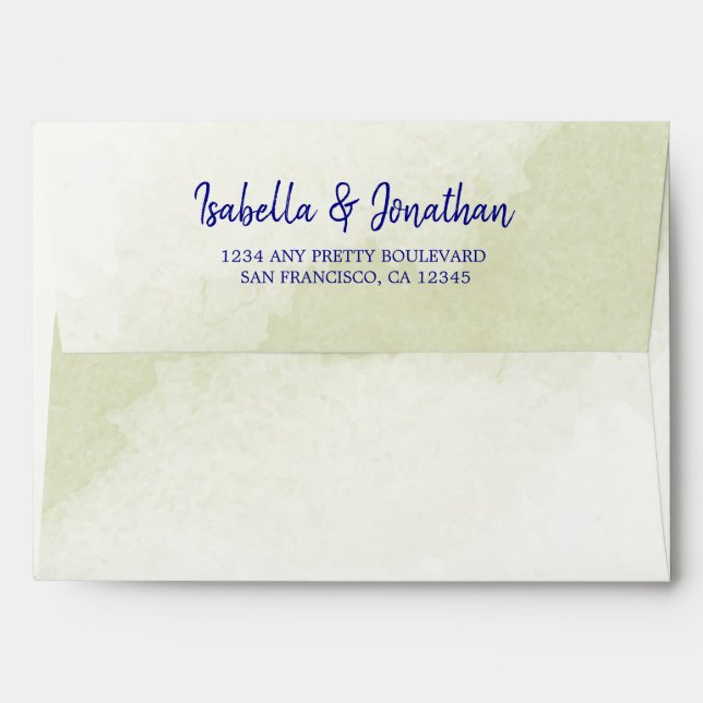 royal blue return address wedding envelope (Back (Top Flap))