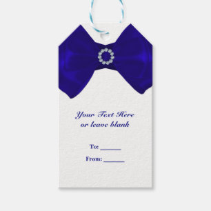 Royal Blue Ribbon & Diamonds Elegant Bridal Favor Gift Tags