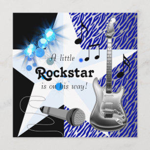 Royal Blue Rock Star Baby Shower Invitation