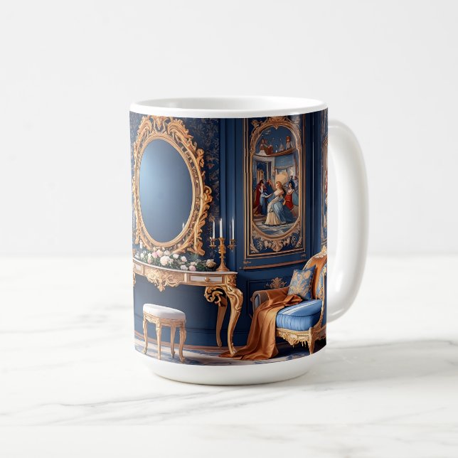 Royal Blue Rococo Coffee Mug (Front Right)