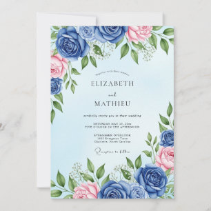 Royal Blue Romantic Spring Wedding Invitation