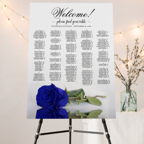 Royal Blue Rose Alphabetical Seating Chart Welcome Foam Board