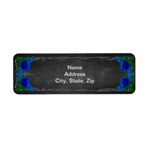 Royal Blue Rose Chalk Board Fall Wedding Address Label