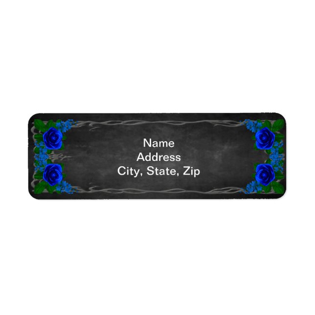 Royal Blue Rose Chalk Board Fall Wedding Address Label (Front)