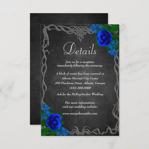 Royal Blue Rose Chalk Board Fall Wedding Details