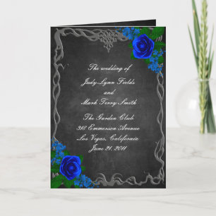 Royal Blue Rose Chalk Board Fall Wedding Program 