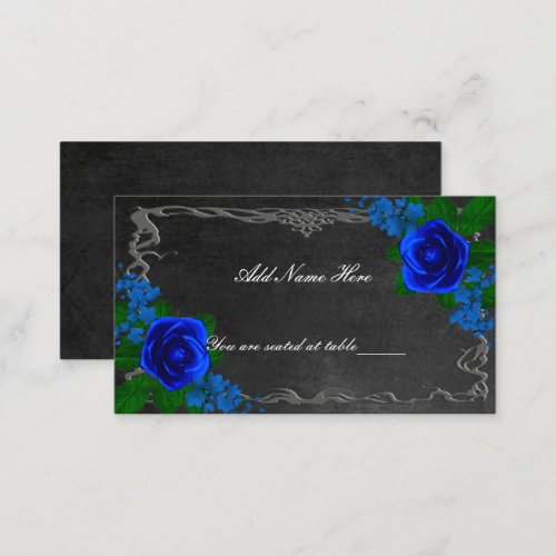 Royal Blue Rose Chalk Board Fall Wedding Table  Place Card